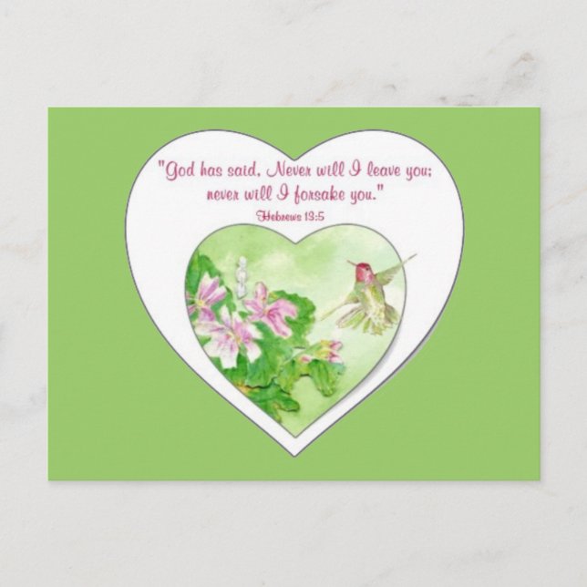 Carte Postale Écriture Hébreux 19:5 Je ne vous quitterai jamais (Devant)