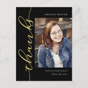 Carte Postale Écriture latérale Merci de couleur modifiable Cart