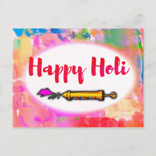 Carte Postale Écriture ludique moderne Pichkari coloré Holi joye