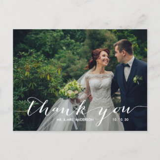 Carte Postale Écriture manuscrite 2 Mariage photo Merci