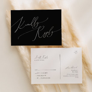 Carte Postale Écriture minimaliste fantaisiste   RSVP de mariage
