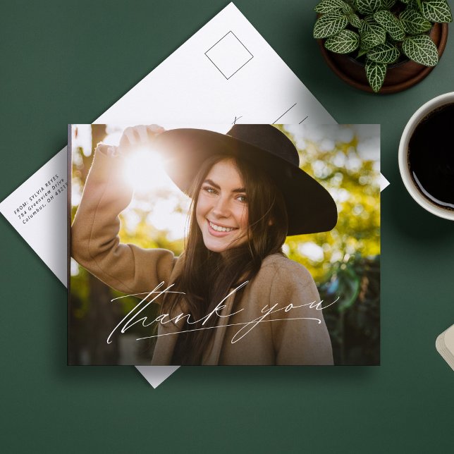 Carte Postale Écriture moderne un diplôme photo merci (Créateur téléchargé)