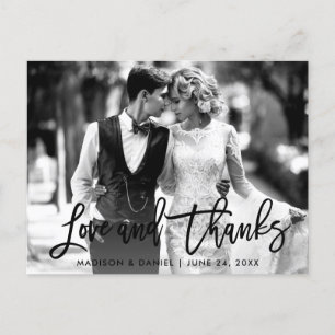 Carte Postale Écriture Pinceau Amour Merci Photo Noir et Blanc