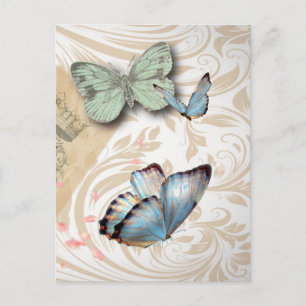 Carte Postale écritures postmark papillon Paris Effiel Tower