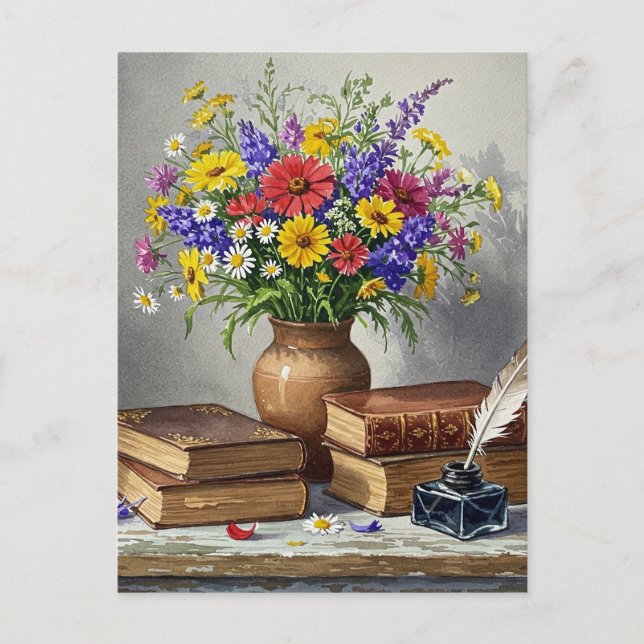 Carte postale Écrivain de livres Vintages rétro (Devant)