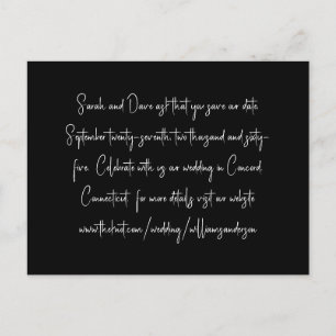 Carte Postale Écrivez seulement en noir moderne Sauvegarder notr