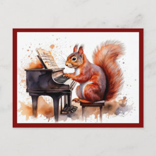 Carte Postale Écureuil animal mignon au piano