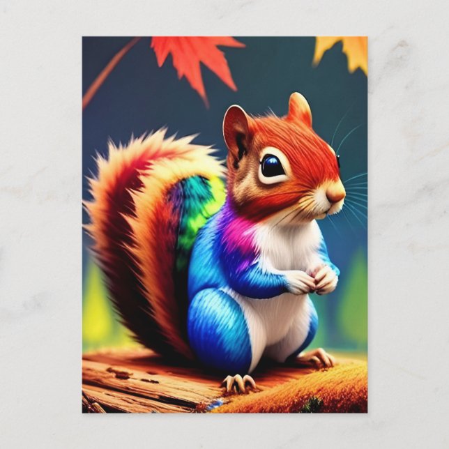 Carte Postale Écureuil Assis Coloré Mignon (Devant)