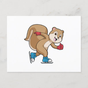 Carte Postale Écureuil au patinage de vitesse avec des patins à 