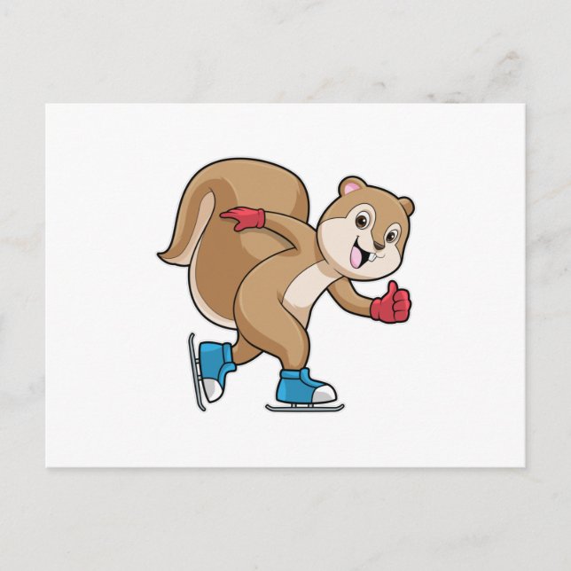 Carte Postale Écureuil au patinage de vitesse avec des patins à  (Devant)