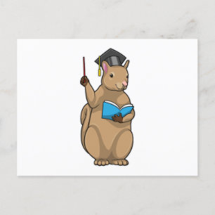 Carte Postale Écureuil en professeur avec livre