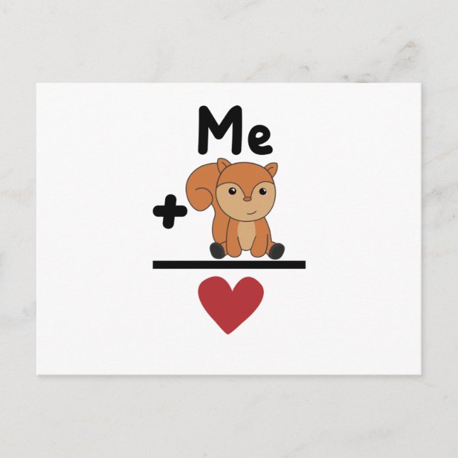 Carte Postale Écureuil Love Equation Forêt Animaux Coeur (Devant)