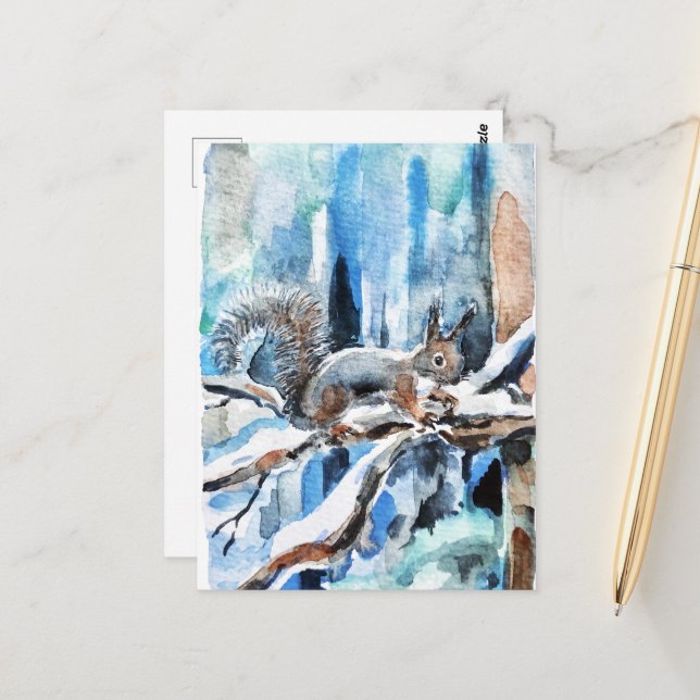 Carte Postale Écureuil mou (Devant/Arrière en situation)