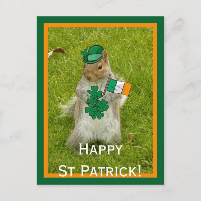 Carte Postale Écureuil pour la Saint Patrick Day (Devant)