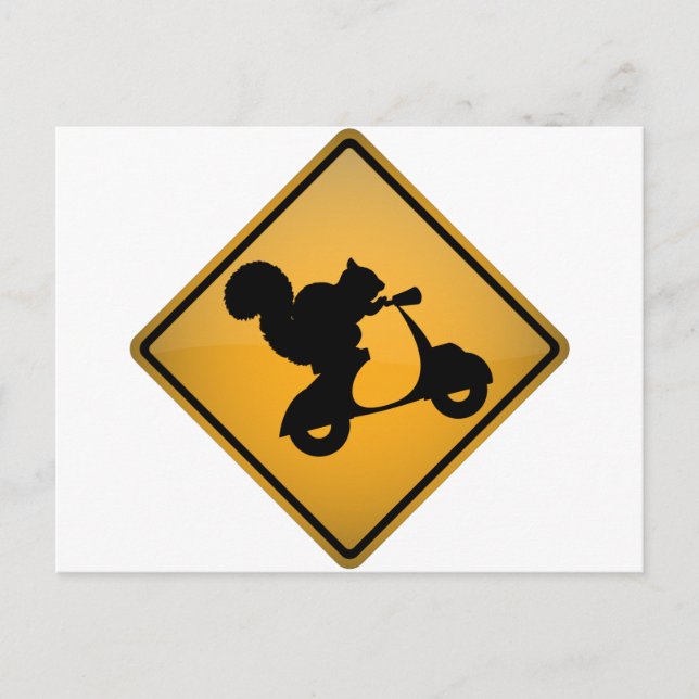 Carte Postale Écureuil sur Scooter (Devant)