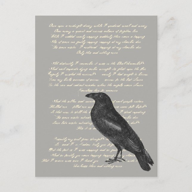 Carte Postale Edgar Allan Poe "Corbeau" (Devant)