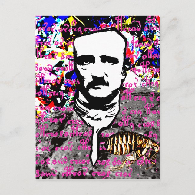Carte Postale Edgar Allan Poe Flea Moon Lunar Voynich Manuscrit (Devant)