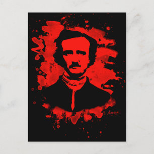 Carte Postale Edgar Allan Poe Hommage (rouge)