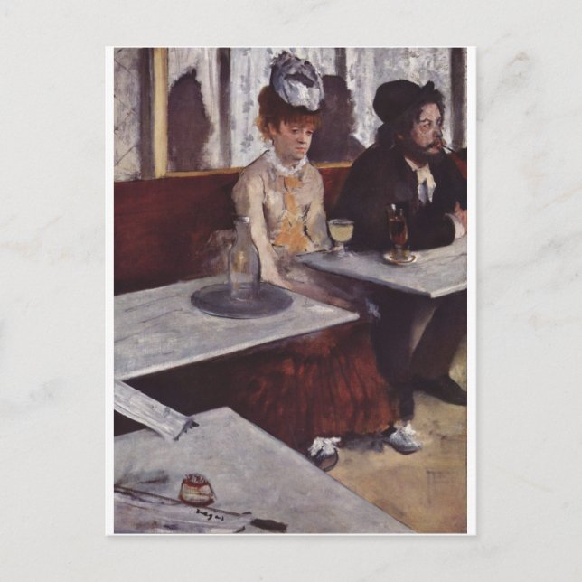 Carte Postale Edgar Degas - Absinthe 1876 homme Woman Cafe huile (Devant)
