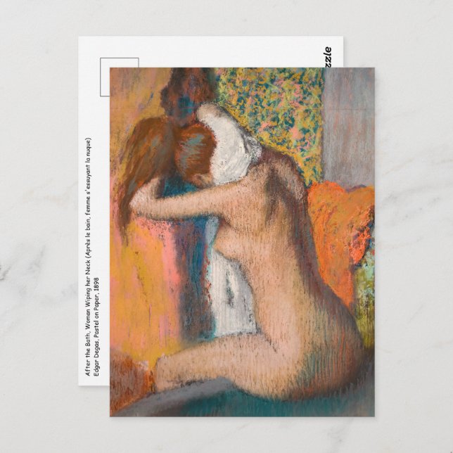 Carte Postale Edgar Degas - Après le bain, une femme essuie le c (Devant / Derrière)
