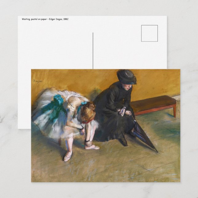 Carte Postale Edgar Degas - Attente (Devant / Derrière)