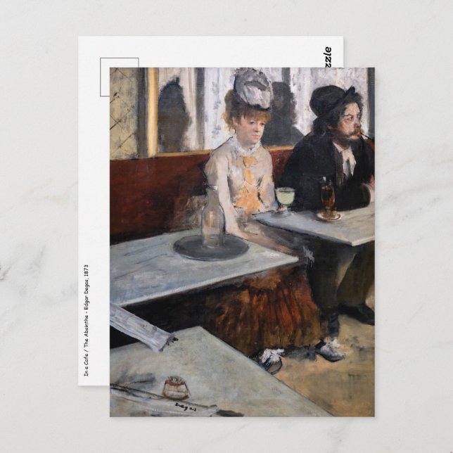 Carte Postale Edgar Degas - Dans un Café / L'Absinthe (Devant / Derrière)