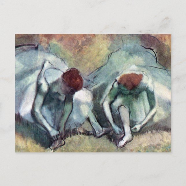 Carte Postale Edgar Degas - Danseuses de ballet nouant leurs cha (Devant)