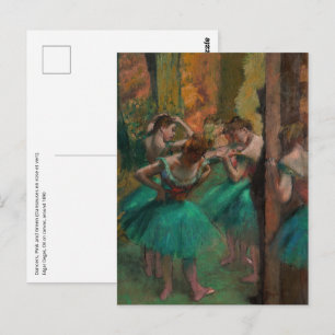 Carte Postale Edgar Degas - Danseuses, rose et vert