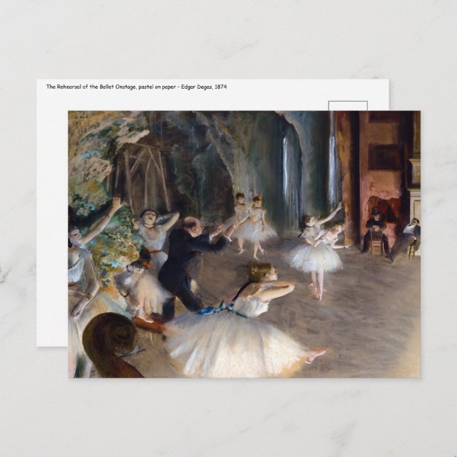 Carte Postale Edgar Degas - La répétition du ballet sur scène (Devant / Derrière)