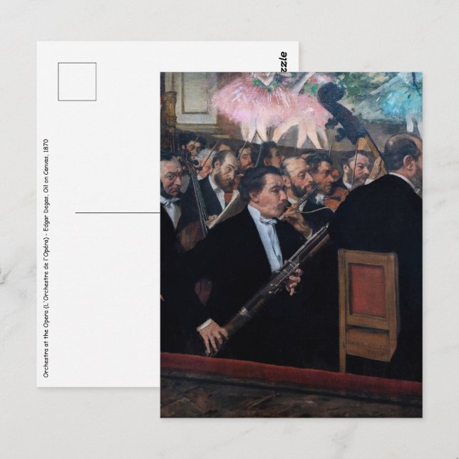 Carte Postale Edgar Degas - Orchestre à l'Opéra (Devant / Derrière)