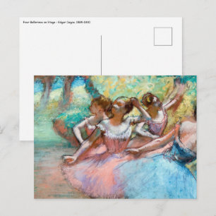 Carte Postale Edgar Degas - Quatre Ballerines sur Scène