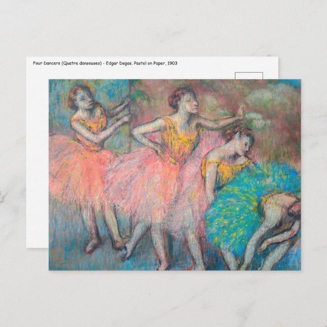 Carte Postale Edgar Degas - Quatre Danseurs (Devant / Derrière)