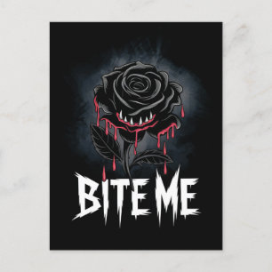 Carte Postale Edgy 'Bite Me' Design Rose gothique