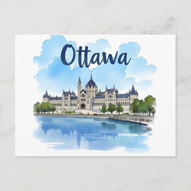 Carte Postale Édifice du Parlement d'Ottawa Canada, paysage urba (Devant)