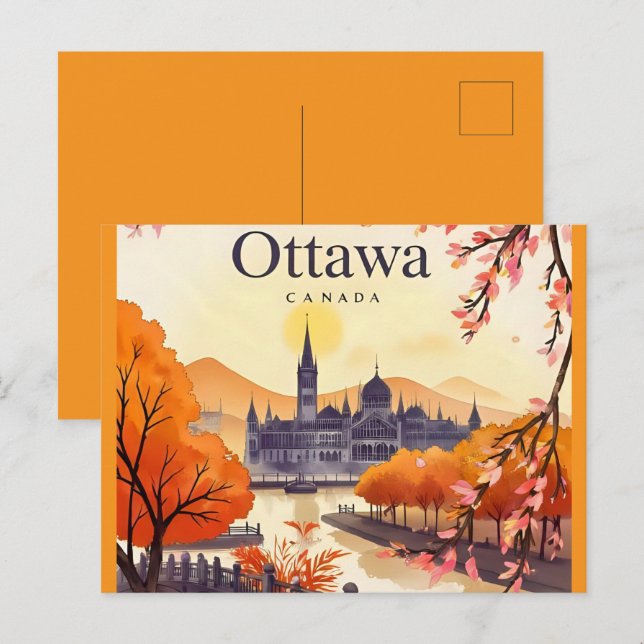 Carte Postale Édifice du Parlement d'Ottawa Canada, vue sur la v (Devant / Derrière)