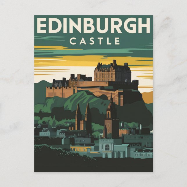 Carte Postale Edimbourg Castle Rock Vintage Retro (Devant)