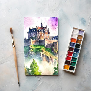 Carte Postale Edimbourg, Ecosse, Castle Watercolor Peinture