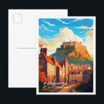 Carte Postale Edimbourg Ecosse illustration de voyage vintage<br><div class="desc">Edimbourg Ecosse vintage voyage lieu illustration</div>