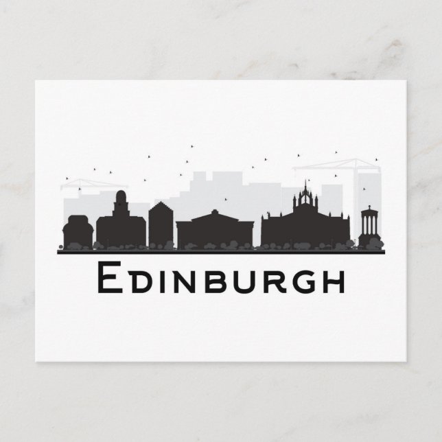 Carte Postale Edimbourg Écosse | Skyline noir et blanc (Devant)