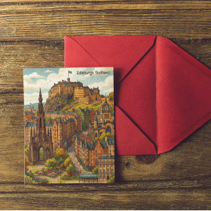 Carte Postale Édimbourg Écosse Voyage Artistique Historique Vint