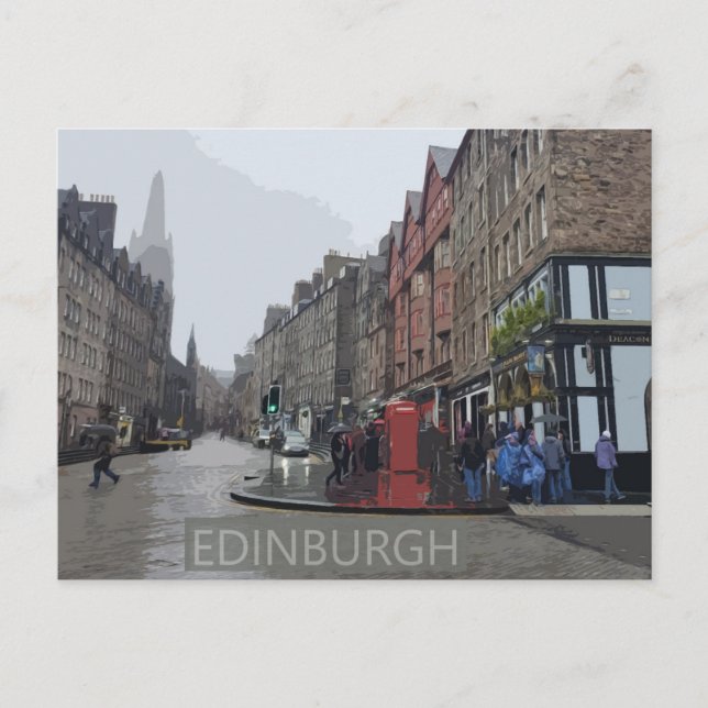 Carte Postale Edimbourg Rainy Day Watercolor (Devant)