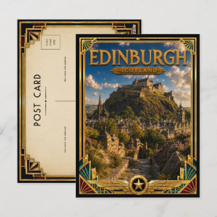 Carte Postale Edinburgh Écosse Château Vintage sur Colline Art D