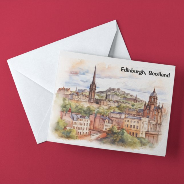 Carte Postale Edinburgh Scotland City View Watercolor Travel (Edinburgh Scotland City View Watercolor Travel Postcard)