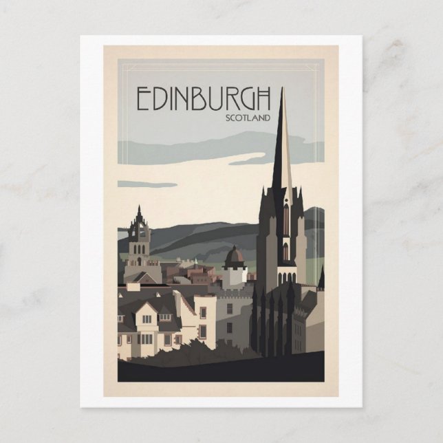 Carte Postale Edinburgh Scotland Retro Vintage inspiré (Devant)