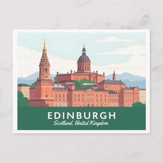 Carte Postale Edinburgh Scotland Royaume-Uni Pastel Travel (Devant)