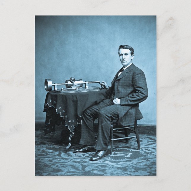 Carte Postale Edison et son phonographe 1887 (Devant)