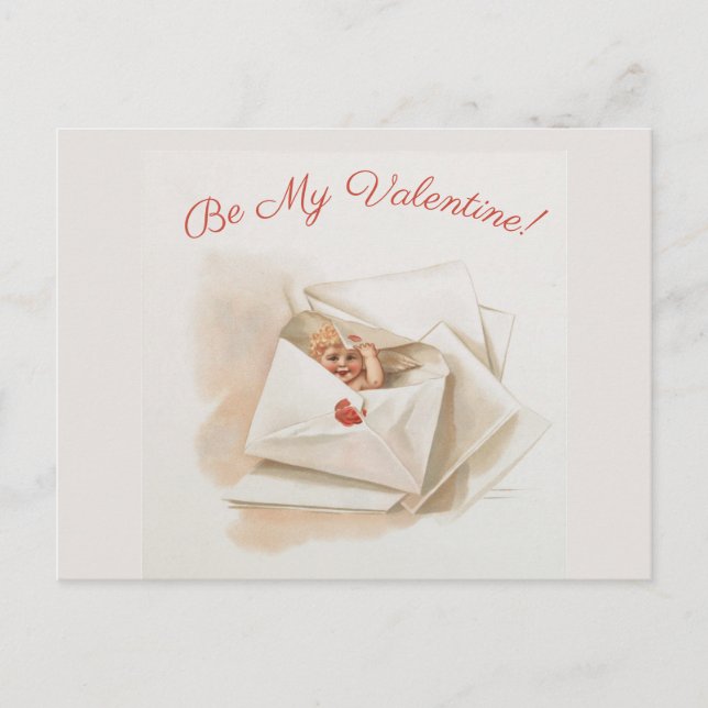 Carte Postale Editable Vintage Cherub Peeking Valentine (Devant)