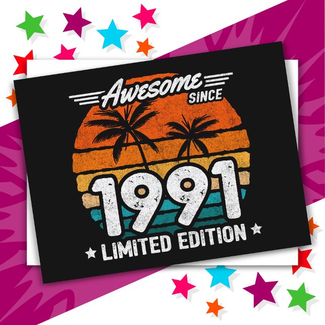 Carte Postale Édition limitée 1991 Rétro Incroyable Depuis 1991 (Créateur téléchargé)