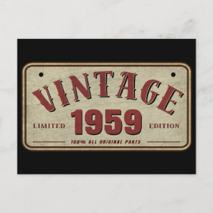 Carte Postale Édition limitée vintage 1959 avec toutes les pièce