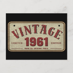 Carte Postale Édition limitée vintage 1961, toutes pièces d'orig